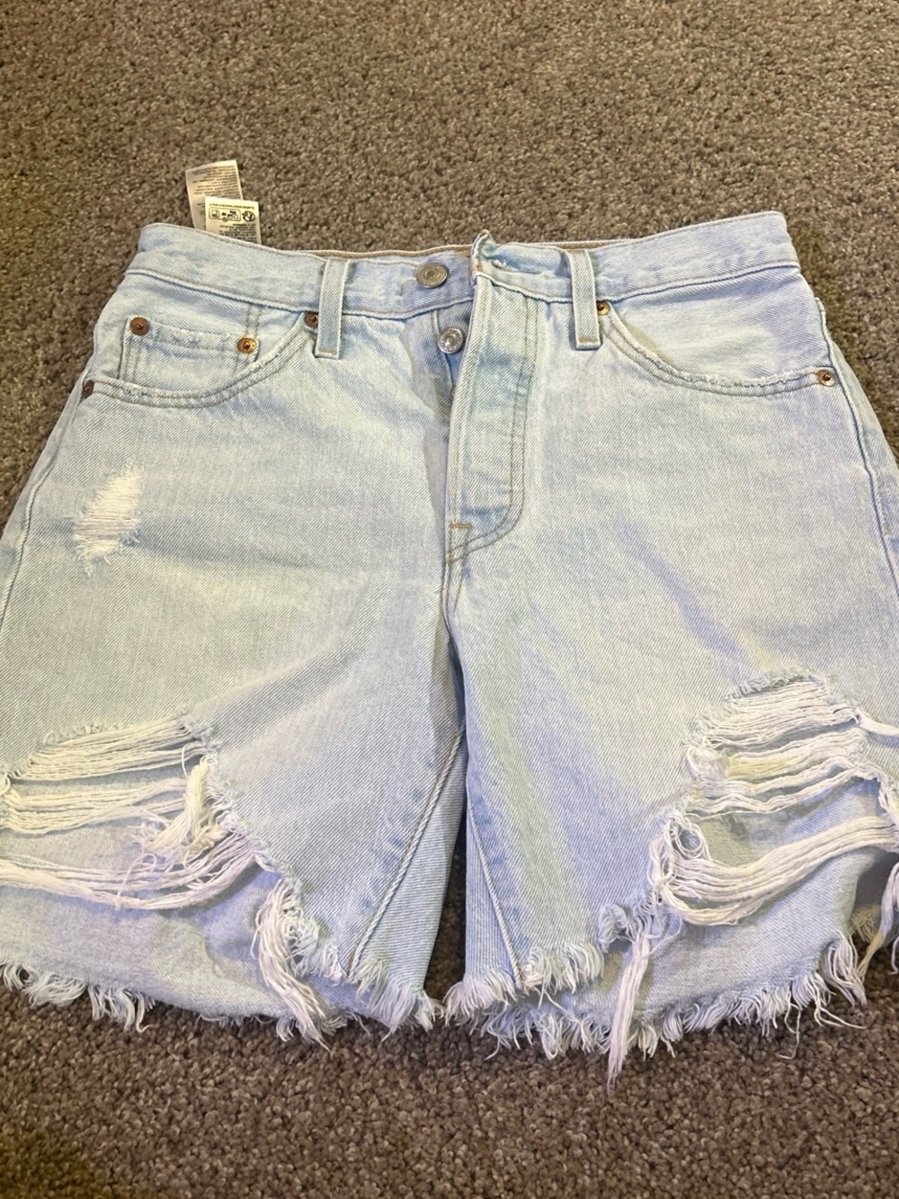 Levi's Light Blue Distressed Denim Cutoff Shorts